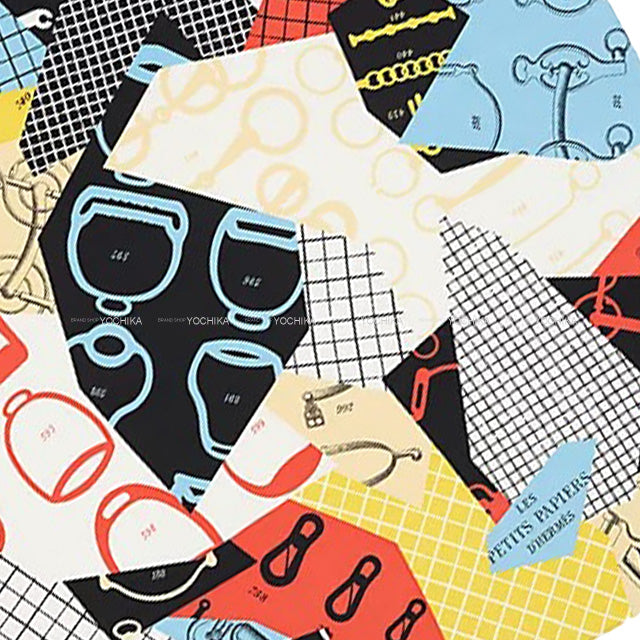 2023 SS NEW HERMES scarf Carre 70 Les Petit Papier'd HERMES Noir