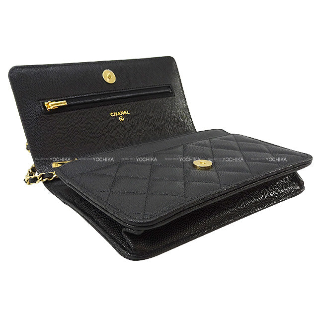 2023 Cruise CHANEL Chain wallet Coco Mark Matelasse Trump Lucky charm Noir (Black) Graind Calf(Caviarskin)/Patent Enamel Leather Gold HW AP3076[EXCELLENT][Authentic]