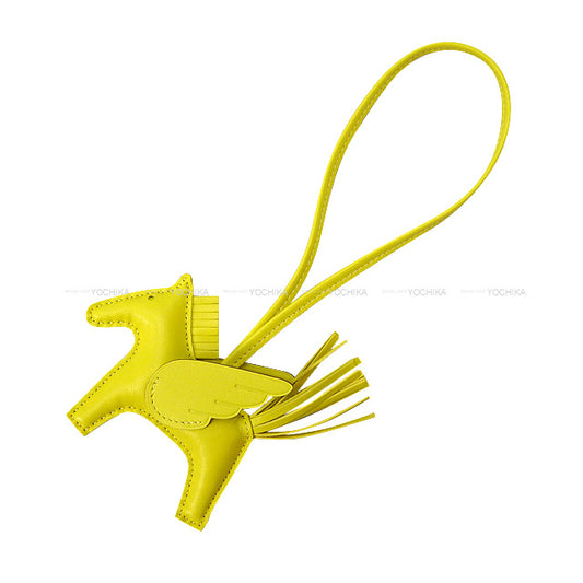 HERMES bag charm Rodeo Pegasus PM SO YELLOW Lime Agneau Milo/Veau Swift Stamp B[EXCELLENT][Authentic]