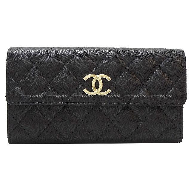 2023 Cruise CHANEL long wallet Matelasse Cocomark Flag Inner Print Flap Noir (Black)/Beige/Blanc (White)/Red Graind Calf(Caviarskin) Champagne Gold HW AP3133[BRAND NEW][Authentic]