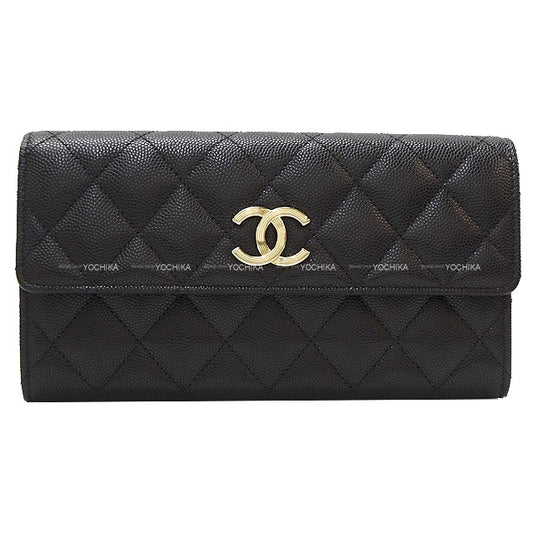 2023 Cruise CHANEL long wallet Matelasse Cocomark Flag Inner Print Flap Noir (Black)/Beige/Blanc (White)/Red Graind Calf(Caviarskin) Champagne Gold HW AP3133[BRAND NEW][Authentic]