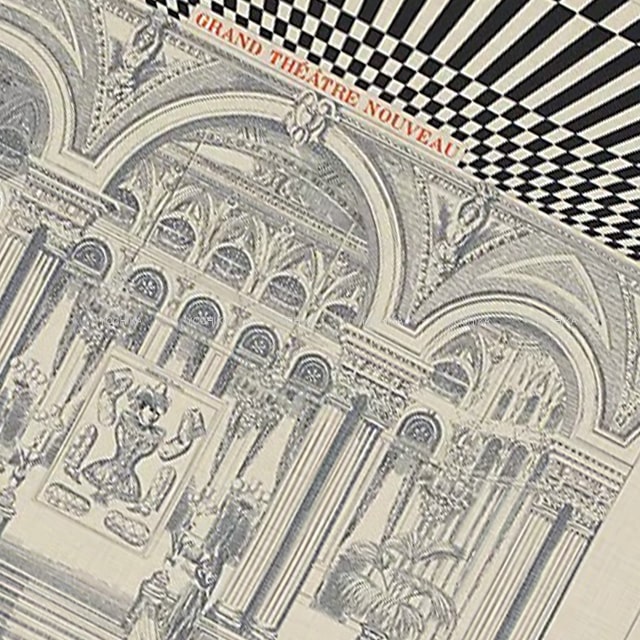 2022 AW HERMES scarf Carre 140 geant Grand Theatre Nouveau Natural/Marine/Noir(Black) Cashmere70% / Silk30%[BRAND NEW][Authentic]