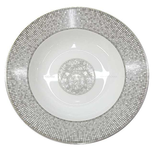 HERMES tableware Soup Plate Mosaique au 24 platinum Porcelain[BRAND NEW][Authentic]