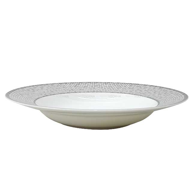 HERMES tableware Soup Plate Mosaique au 24 platinum Porcelain[BRAND NEW][Authentic]