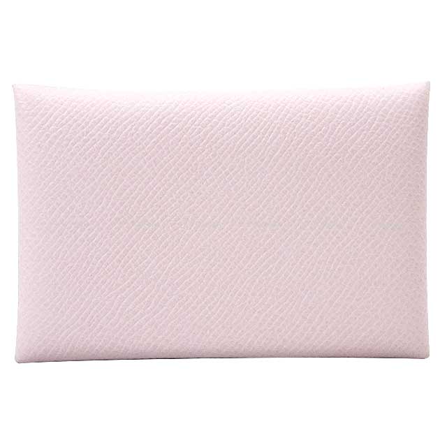 HERMES card holder Calvi Mauve Pale Veau Epsom Silver HW Stamp U[EXCELLENT][Authentic]