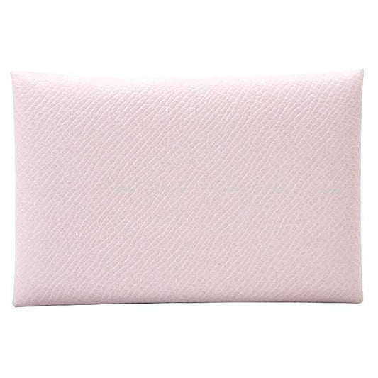 HERMES card holder Calvi Mauve Pale Veau Epsom Silver HW Stamp U[EXCELLENT][Authentic]