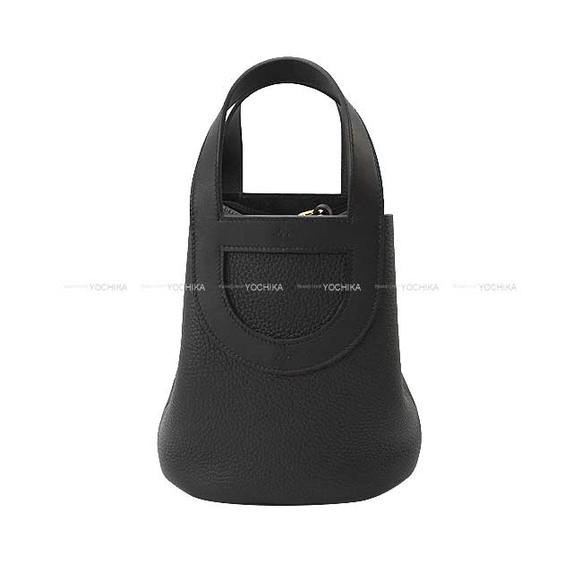 HERMES Handbag In the Loop 18 Noir (Black) Taurillon Clemence/Veau Swift Gold HW Stamp B[EXCELLENT][Authentic]