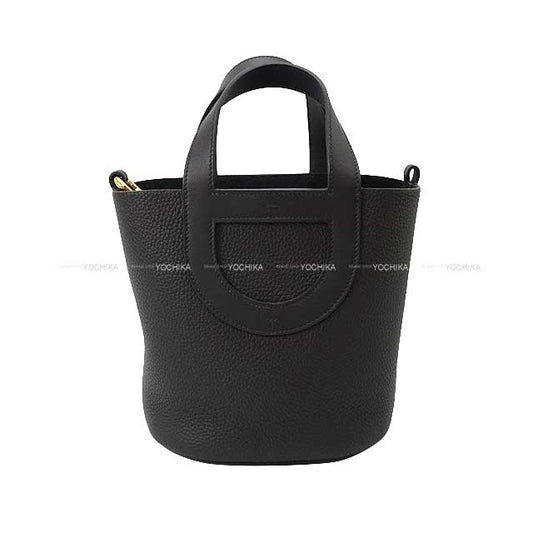 HERMES Handbag In the Loop 18 Noir (Black) Taurillon Clemence/Veau Swift Gold HW Stamp B[EXCELLENT][Authentic]