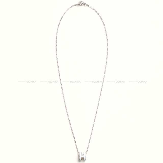 HERMES necklace Mini Pop H Blanc (White) Silver Plated/lacquer[BRAND NEW][Authentic]