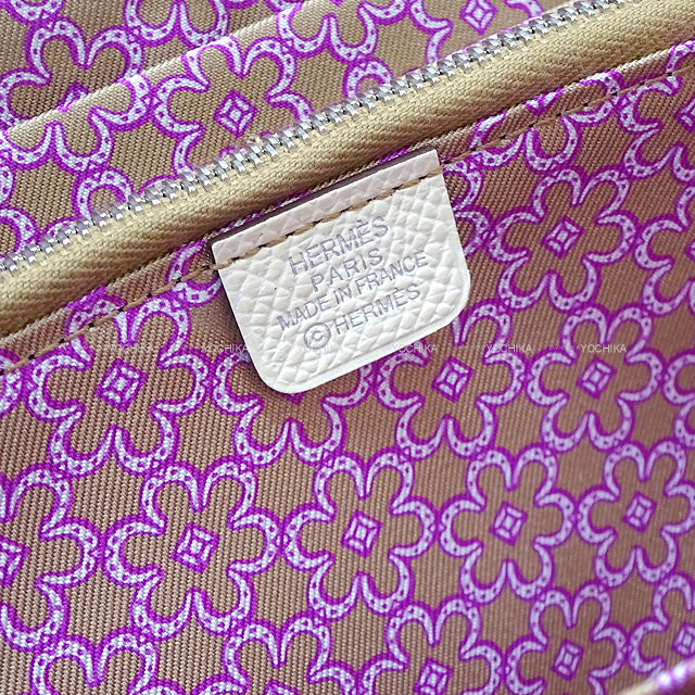 HERMES long wallet Azap Silk in Lucky Daisy Nata/Mauve sylvestre/Chai Veau Epsom/Veau Barenia/Silk100% Silver HW Stamp Z[EXCELLENT][Authentic]