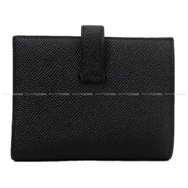 HERMES Bi-fold wallet Bearn Compact Noir (Black) Veau Epsom Gold HW Stamp B[EXCELLENT][Authentic]