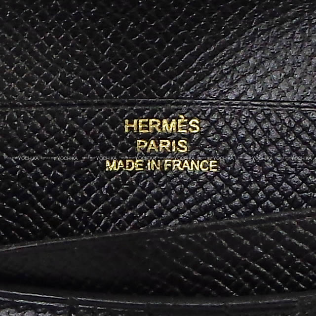 HERMES Bi-fold wallet Bearn Compact Noir (Black) Veau Epsom Gold HW Stamp B[EXCELLENT][Authentic]