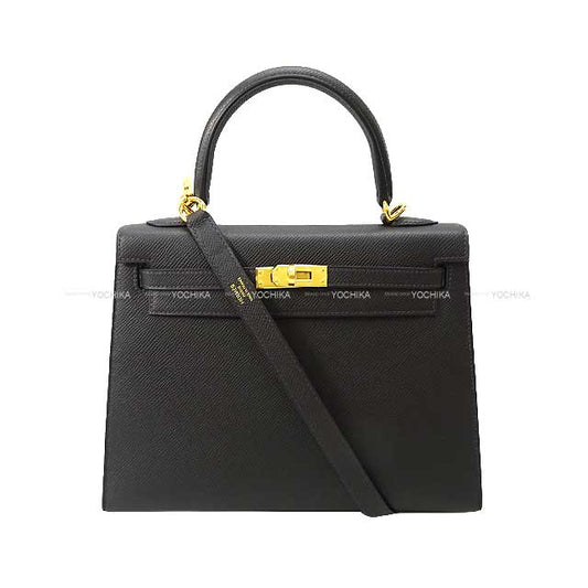 HERMES Shoulder bag Kelly25 Sellier Personal order Graphite Ever Grain Gold HW Stamp U[BRAND NEW][Authentic]
