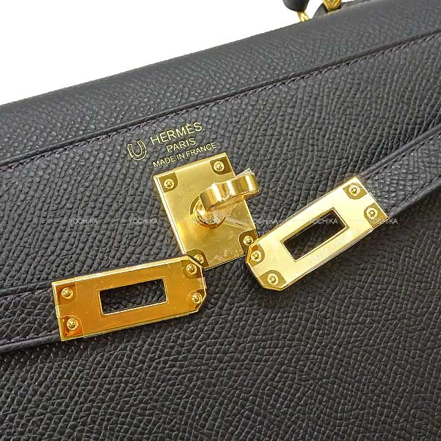 HERMES Shoulder bag Kelly25 Sellier Personal order Graphite Ever Grain Gold HW Stamp U[BRAND NEW][Authentic]
