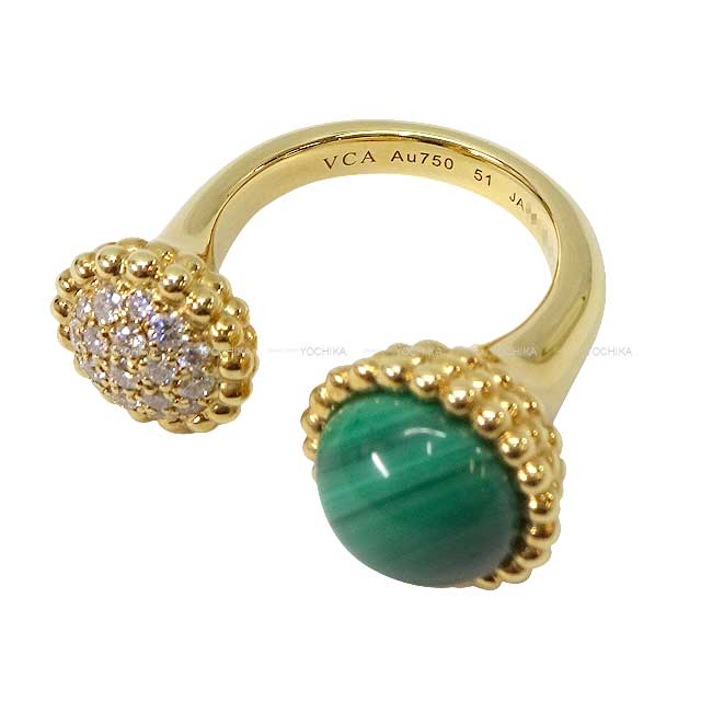 Van Cleef & Arpels ring Perlee couleurs Between the Finger ring #51 K18YG/Malachite/Diamonde Gold HW VCARO9SU00[EXCELLENT][Authentic]