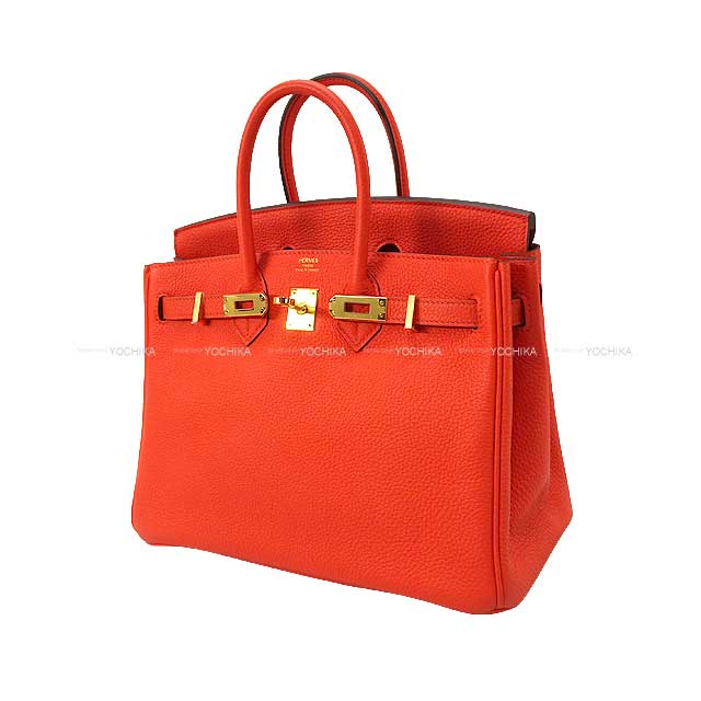 [Pre-loved] HERMES Handbag Birkin25 Orange Poppy Veau Jonathan Gold HW Stamp Y[LIKE NEW][Authentic]