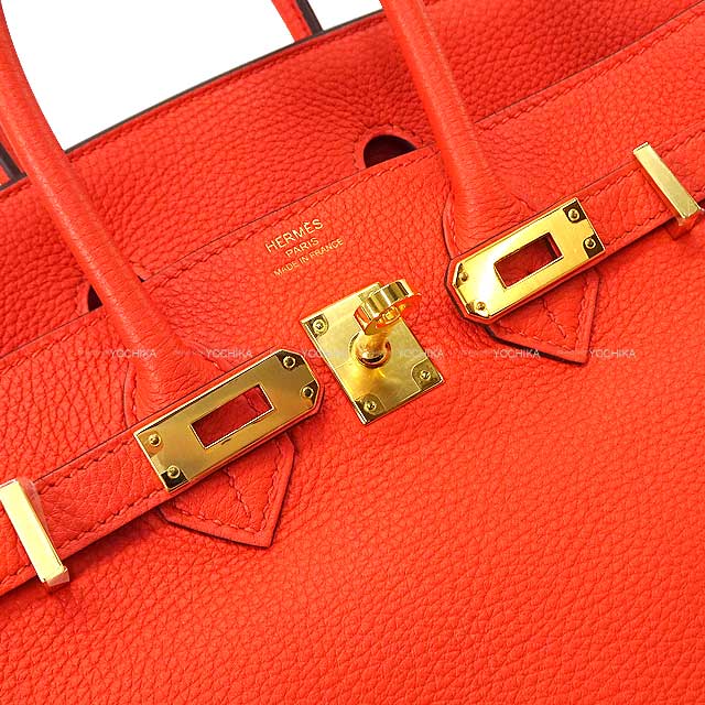 [Pre-loved] HERMES Handbag Birkin25 Orange Poppy Veau Jonathan Gold HW Stamp Y[LIKE NEW][Authentic]