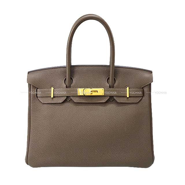 [Pre-loved] HERMES Handbag Birkin30 Taupe Veau Jonathan Gold HW Stamp Q[USED A][Authentic]