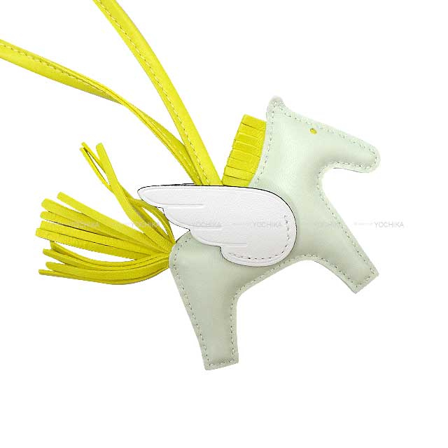 HERMES bag charm Rodeo Pegasus PM Vert Fiz/Lime/Blanc(White) Agneau Milo/Veau Swift Stamp B[EXCELLENT][Authentic]