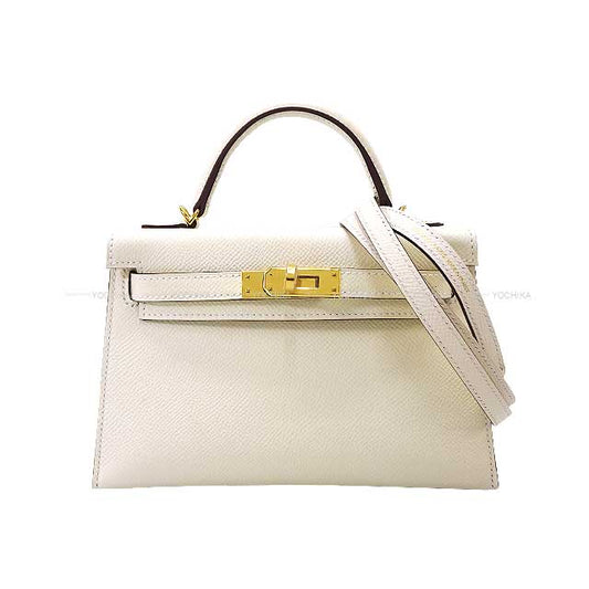 HERMES Shoulder bag Kelly mini 2 Kelly20 Nata Ever Grain Gold HW Stamp B[BRAND NEW][Authentic]