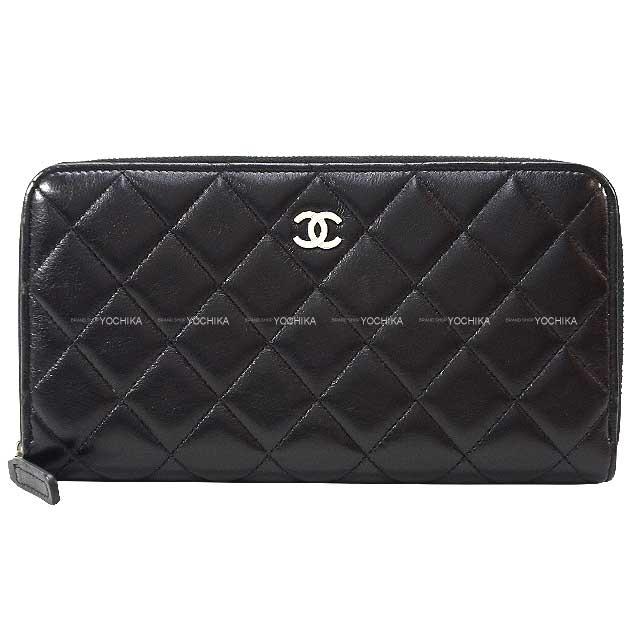 [Pre-loved] CHANEL long wallet Matelasse Coco Mark Round Zipper with Back Pocket Noir (Black)/Bordeaux Lambskin Silver HW AP0242[LIKE NEW][Authentic]