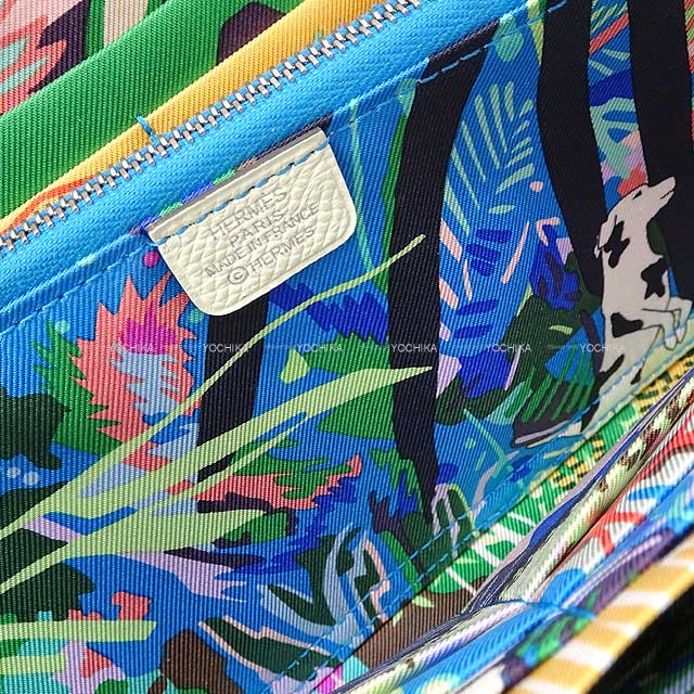 HERMES long wallet Azap Silk in EN LIBERTE! Vert Fizz/Bleu Hydra/Mauve Pale Veau Epsom/Veau Barenia/Silk100% Silver HW Stamp B[BRAND NEW][Authentic]