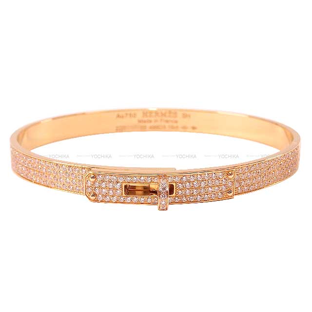 HERMES bangle Bracelet Kelly PM Full Pave Diamond #SH Rose Gold AU750(K18PG) Rose Gold HW[EXCELLENT][Authentic]