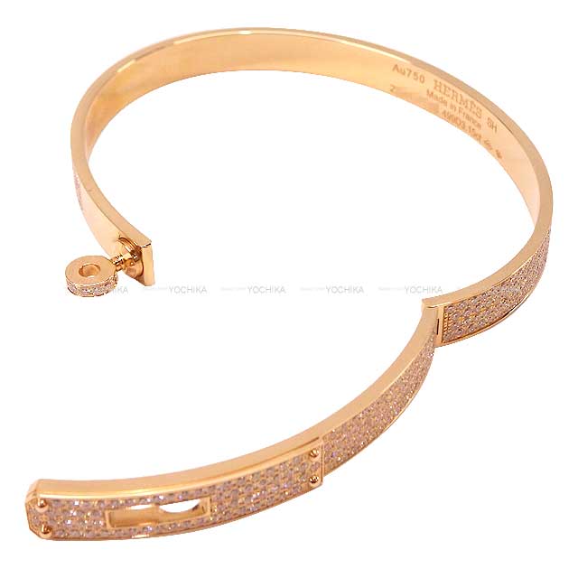 HERMES bangle Bracelet Kelly PM Full Pave Diamond #SH Rose Gold AU750(K18PG) Rose Gold HW[EXCELLENT][Authentic]