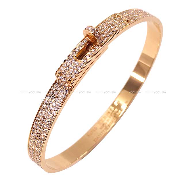 HERMES bangle Bracelet Kelly PM Full Pave Diamond #SH Rose Gold AU750(K18PG) Rose Gold HW[EXCELLENT][Authentic]