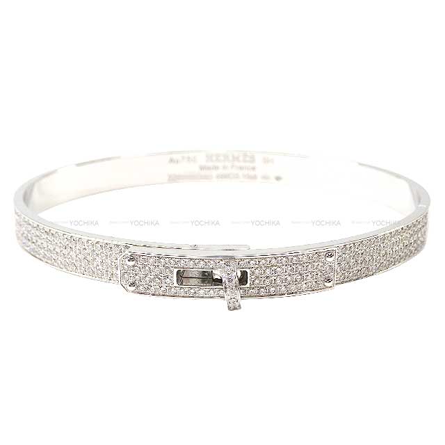 HERMES bangle Bracelet Kelly PM Full Pave Diamond #SH White Gold AU750(K18WG) White Gold HW[BRAND NEW][Authentic]