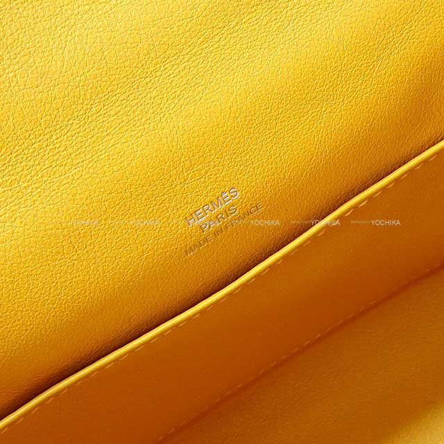 HERMES Handbag Pochette Kelly Jaune d'Or Veau Swift Silver HW Stamp □M[EXCELLENT][Authentic]