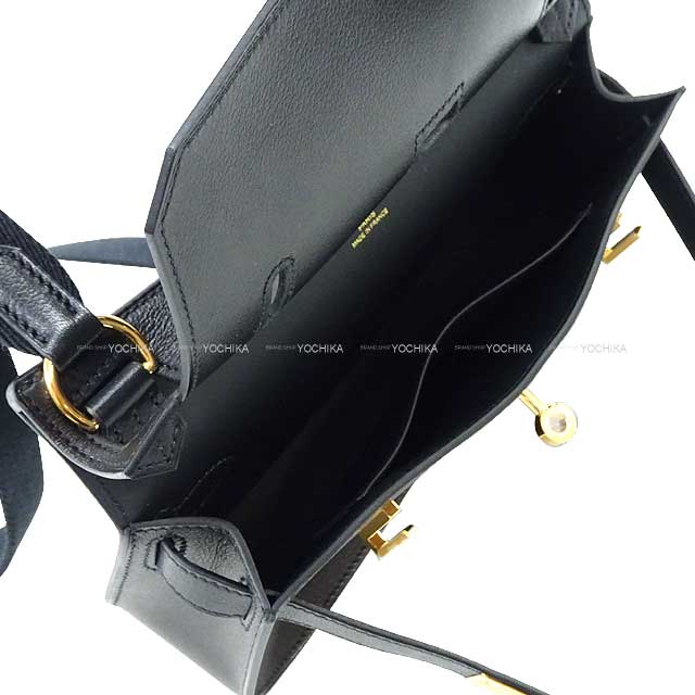 HERMES Shoulder bag Jypsiere Mini Noir (Black) Evercolor Gold HW Stamp B[BRAND NEW][Authentic]