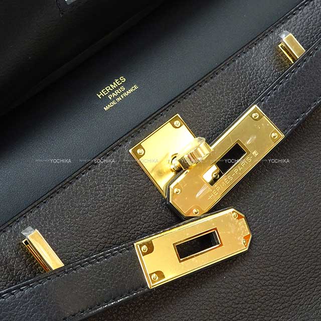 HERMES Shoulder bag Jypsiere Mini Noir (Black) Evercolor Gold HW Stamp B[BRAND NEW][Authentic]