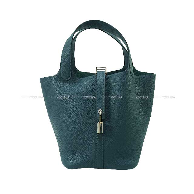 HERMES Handbag Picotin Lock 18 PM Vert Cypress Taurillon Clemence Silver HW Stamp W[BRAND NEW][Authentic]