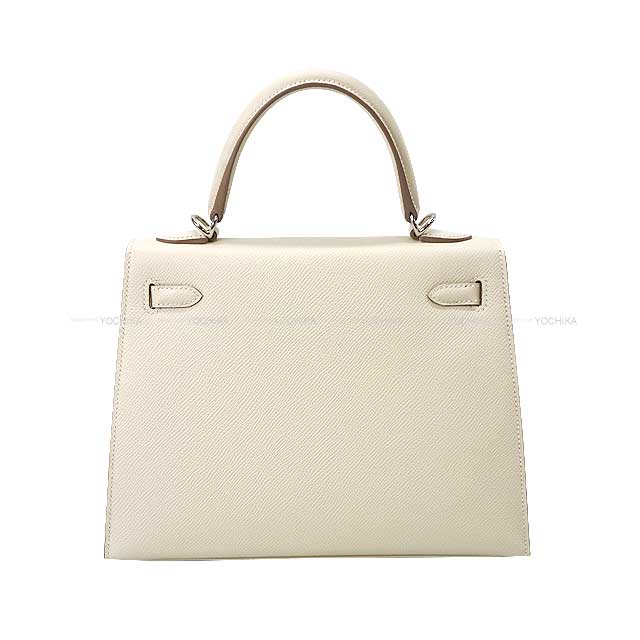 [Pre-loved] HERMES Shoulder bag Kelly25 Sellier Craie Veau Epsom Silver HW Stamp U[LIKE NEW][Authentic]