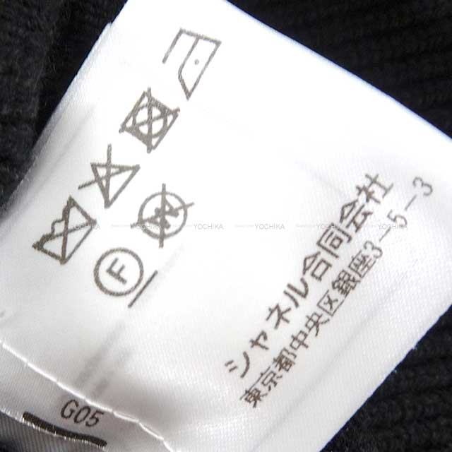 [Pre-loved] CHANEL Cardigan Velour buttons COCO mark flower #34 Noir (Black)/Blanc (White) 98% cashmere/ 2% silk P70945[LIKE NEW][Authentic]