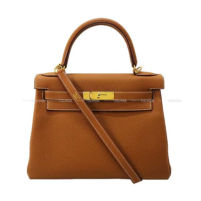 [Pre-loved] HERMES Shoulder bag Kelly28 Retourne Gold Veau Jonathan Gold HW Stamp U[LIKE NEW][Authentic]