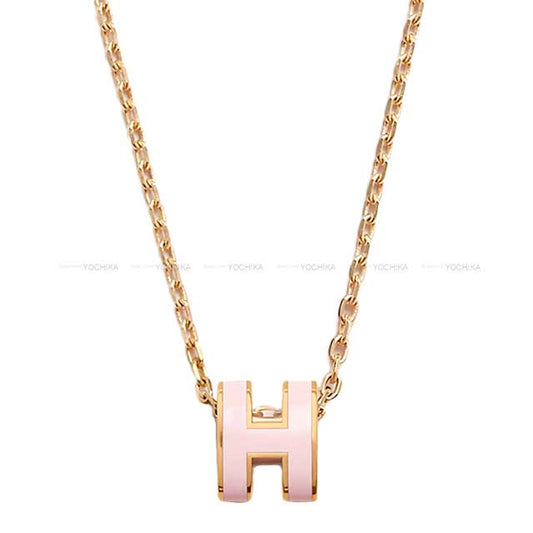 HERMES necklace Mini Pop H Rose Dragee Rose Gold Plated/lacquer[BRAND NEW][Authentic]