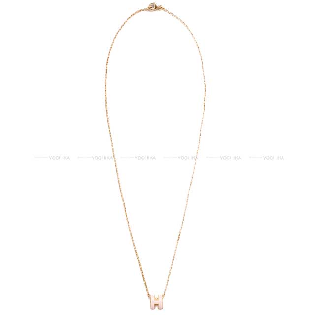 HERMES necklace Mini Pop H Rose Dragee Rose Gold Plated/lacquer[BRAND NEW][Authentic]