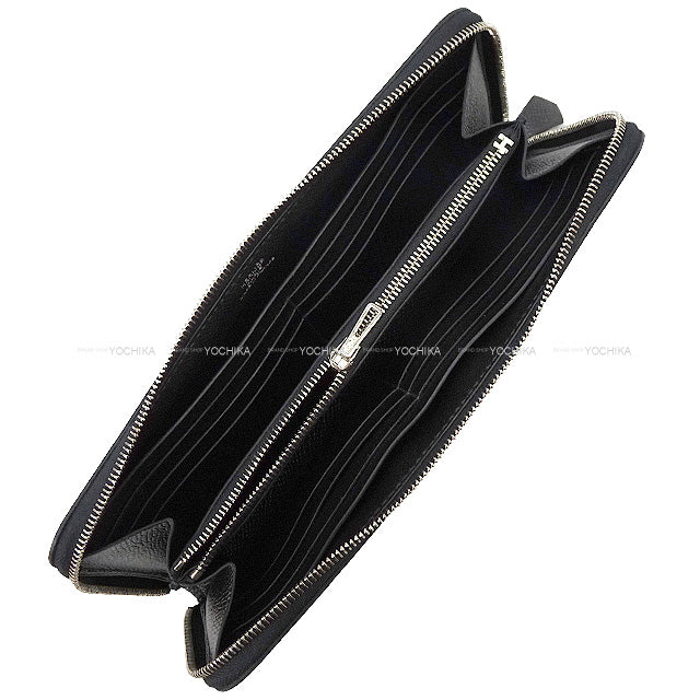 HERMES long wallet Azap Long Classic Noir (Black) Veau Epsom Silver HW Stamp T[EXCELLENT][Authentic]