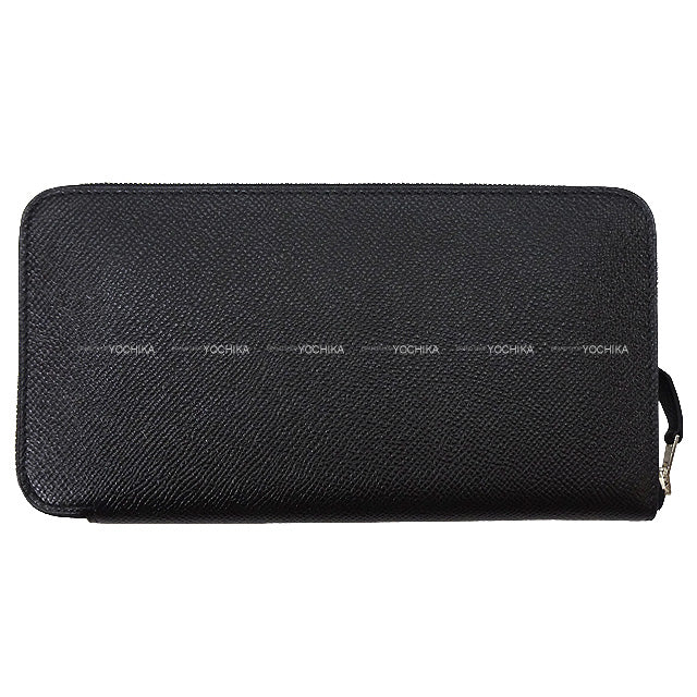 HERMES long wallet Azap Long Classic Noir (Black) Veau Epsom Silver HW Stamp T[EXCELLENT][Authentic]