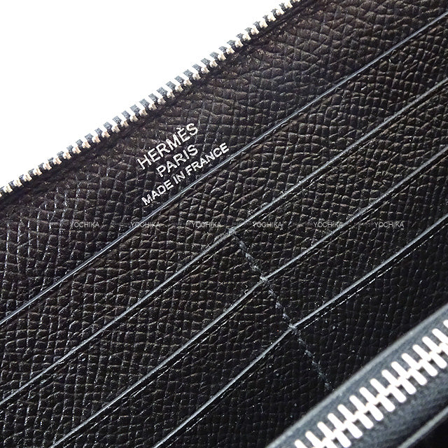 HERMES long wallet Azap Long Classic Noir (Black) Veau Epsom Silver HW Stamp T[EXCELLENT][Authentic]