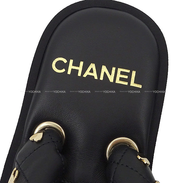 2023 pret-a-porter CHANEL sandals COCO mark Icon Logo Tong Sandals Noir (Black) Lambskin #37 Champagne Gold HW G39860[EXCELLENT][Authentic]