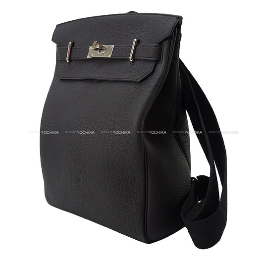 HERMES Shoulder bag Hac a Dos GM Noir (Black) Veau Togo Silver HW Stamp U[EXCELLENT][Authentic]