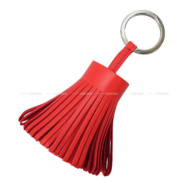 HERMES key ring Carmen Rouge Tomate Agneau Milo Silver HW[EXCELLENT][Authentic]