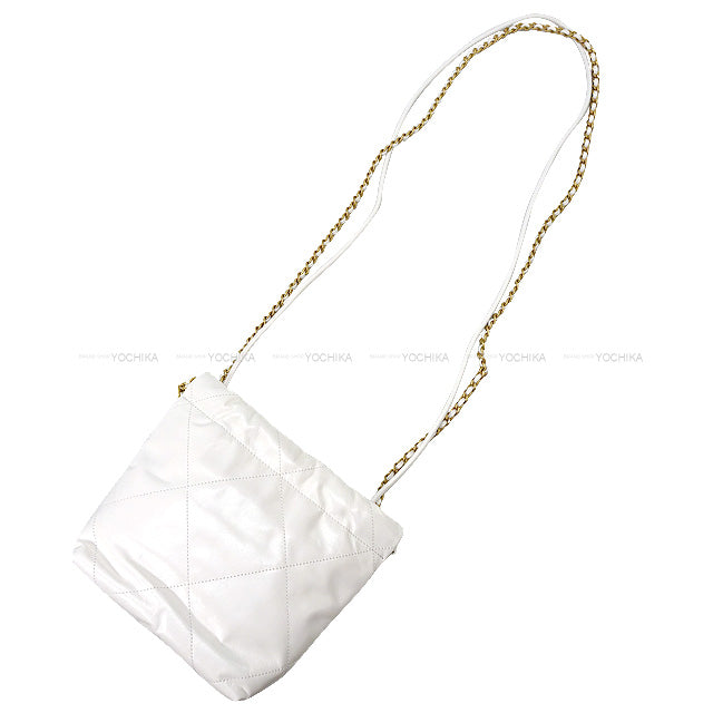 CHANEL Shoulder bag CHANEL 22 Mini Matelasse with Medal charm Chain Pouch Blanc (White) Shiny Calfskin Antique Gold HW AS3980[EXCELLENT][Authentic]