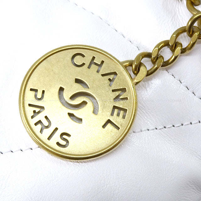 CHANEL Shoulder bag CHANEL 22 Mini Matelasse with Medal charm Chain Pouch Blanc (White) Shiny Calfskin Antique Gold HW AS3980[EXCELLENT][Authentic]