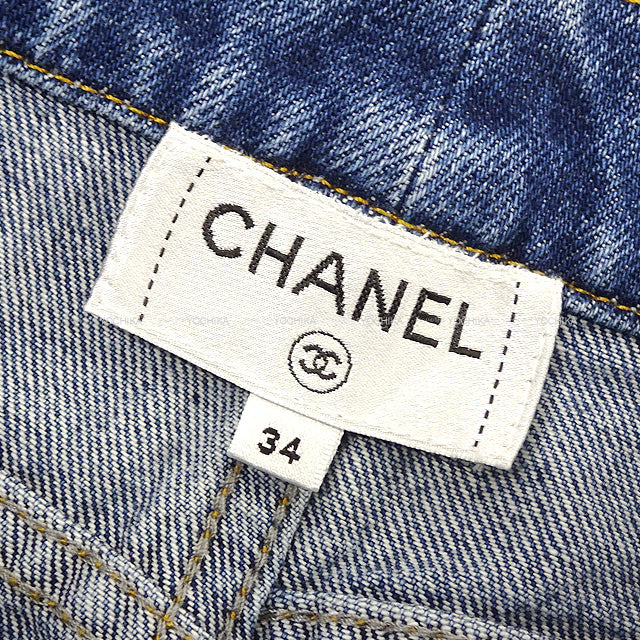 2022 A/W CHANEL Denim Pants CoCo mark brooch Jeans #34 Blue Cotton P73731[EXCELLENT][Authentic]