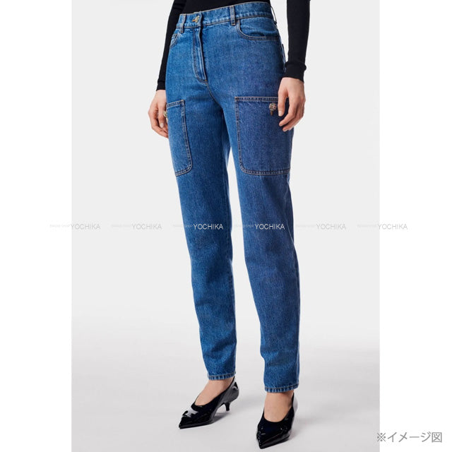 2022 A/W CHANEL Denim Pants CoCo mark brooch Jeans #34 Blue Cotton P73731[EXCELLENT][Authentic]