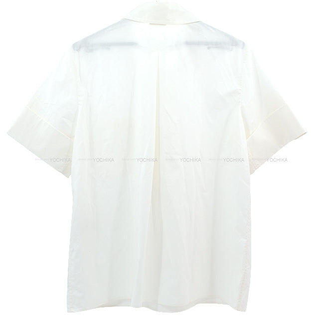 HERMES Short sleeve shirt Mors a Jouet with Charm blouse #42 Blanc (White) Cotton100% 42[EXCELLENT][Authentic]